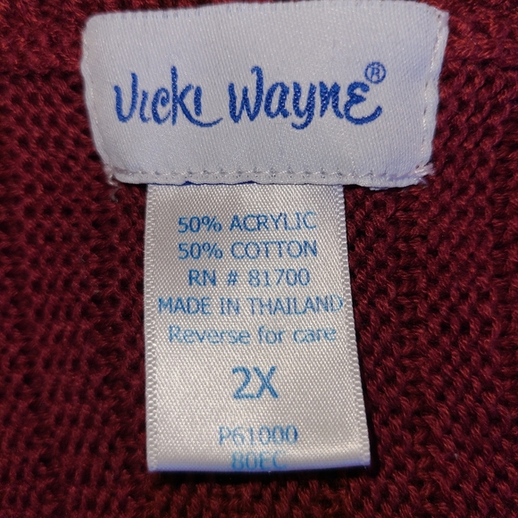 Vicki Wayne Vintage burgundy knit sweater Sz 2X - Picture 4 of 5